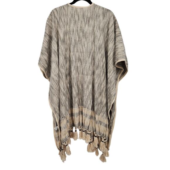 Llani Anthropologie Pilar Wrap Boho Cream Black Fringe Tassle Open Women OS - Picture 10 of 10